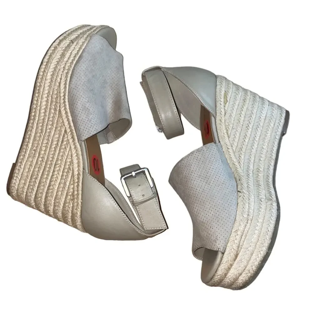 Indigo Espadrille Wedge Sandals Size 10M‎ Neutral Platform Ankle Strap